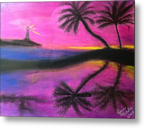 Sunset Metal Print featuring the painting Surreal Sunset by Renee Michelle Wenker