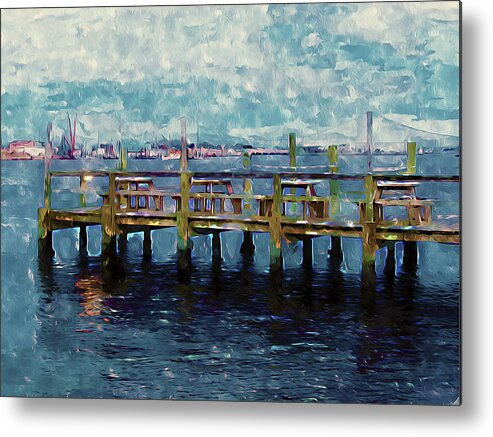 Boating Metal Print featuring the painting Swansboro Dock 1 by Jeelan Clark