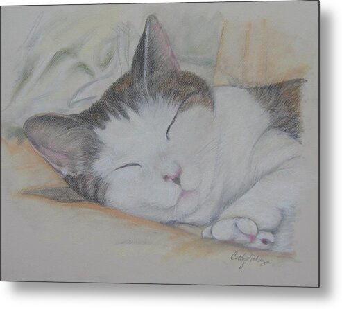 Pastel Metal Print featuring the painting Sweet While Sleeping by Cathy Lindsey
