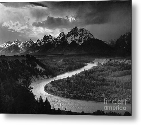 Mountains Metal Print featuring the photograph Tetons Snake River by Ansel Adams