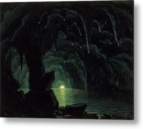 The Blue Grotto Metal Print featuring the painting The Blue Grotto by Albert Bierstadt