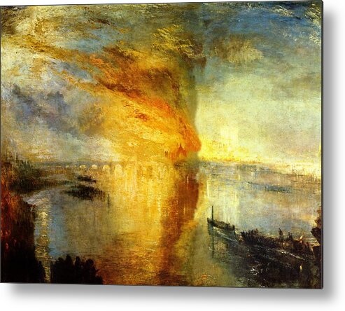 Joseph Mallord William Turner Metal Print featuring the painting The Burning of the Houses of Lords and Commons by Celestial Images