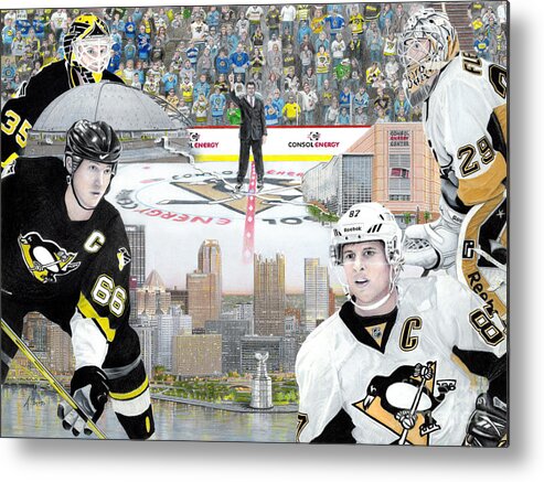 Pittsburgh Penguins Metal Print featuring the painting The Changing of the Guard by Albert Puskaric