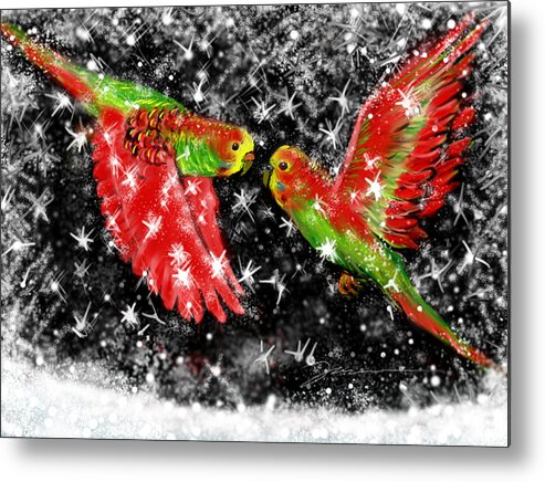 Christmas Metal Print featuring the painting The Christmas Keets by Jean Pacheco Ravinski