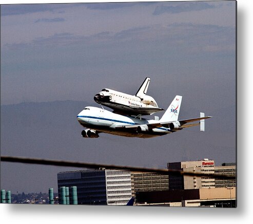 Aeronautics Metal Print featuring the photograph THe Endeavor and her 747 Final Landing at LAX by Denise Dube