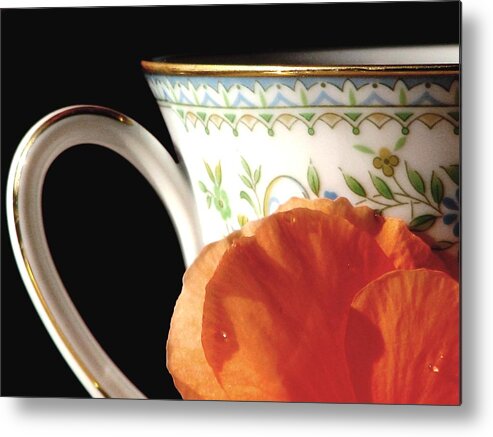 Tea Cups Metal Print featuring the photograph The First Sip by Angela Davies