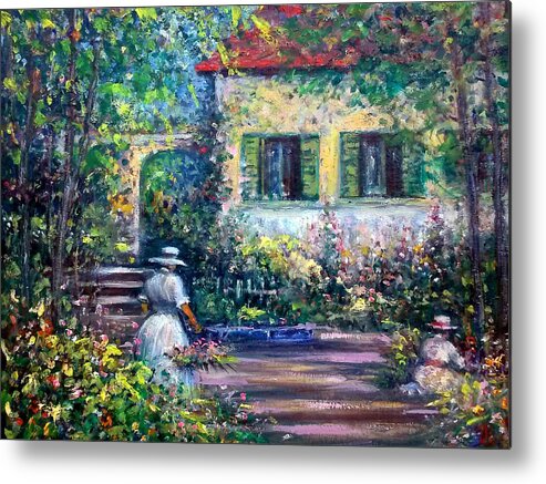  Villa South Of France Metal Print featuring the painting The Garden by Philip Corley