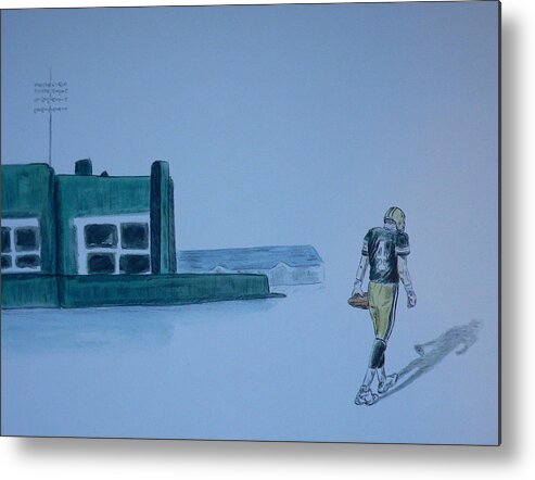 Favre Metal Print featuring the painting The Gold has left Green Bay by Dan Wagner