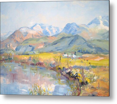 Landscape Metal Print featuring the painting The Langeberg Mountains Western Cape by Elinor Fletcher