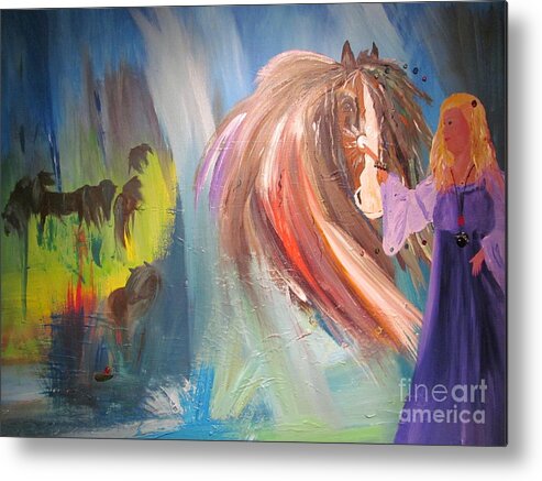 Horses Metal Print featuring the painting The Majik of Horses by Susan Voidets