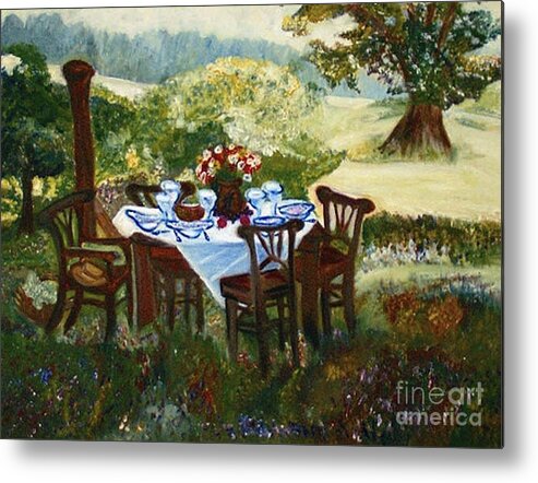 International Art Collectors Metal Print featuring the painting The Outdoor Gathering by Helena Bebirian