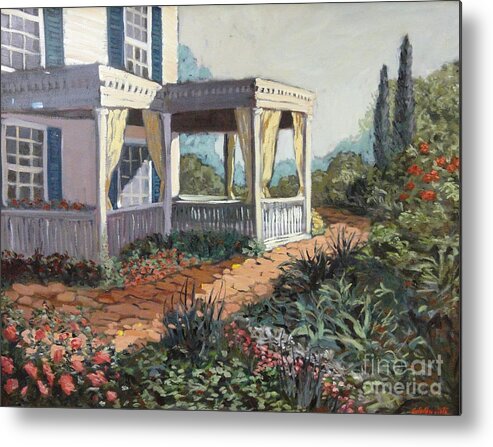 Landscape Metal Print featuring the painting The Porch by Monica Elena
