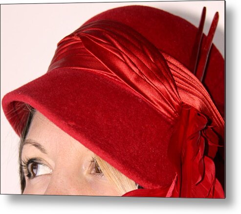 Portrait Metal Print featuring the photograph The Red Hat by Andrea Lazar