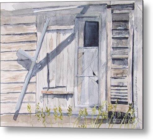 Barn Metal Print featuring the painting The Remains by Jackie Mueller-Jones