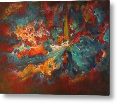 Abstract Metal Print featuring the painting The Source by Soraya Silvestri