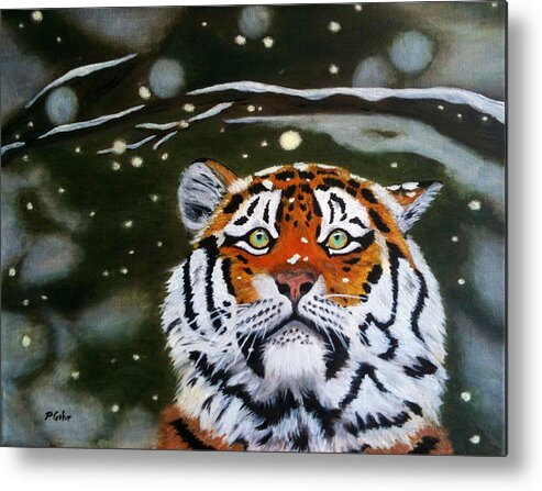 Tiger Canvas Print Metal Print featuring the painting The Tiger in Winter by Dr Pat Gehr