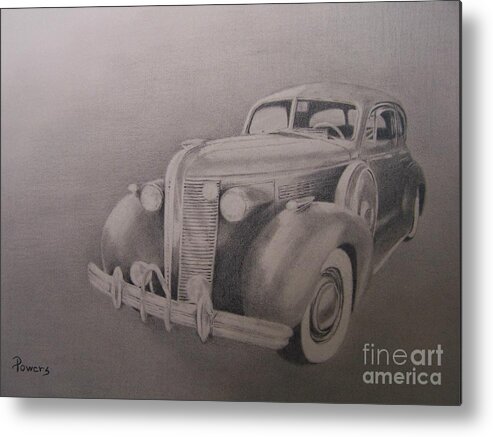 Antique Car Metal Print featuring the drawing The Wheels of Time by Mary Lynne Powers