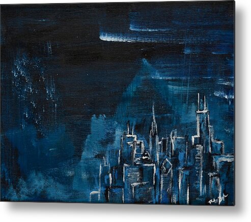 Landscape Metal Print featuring the painting The Windy City by Rafay Zafer