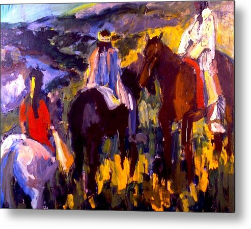 Indians Metal Print featuring the painting Three Wise Men by Les Leffingwell