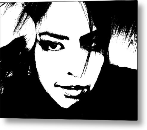 Black And White Photo Metal Print featuring the photograph Threshold Self Portrait by Zinvolle Art