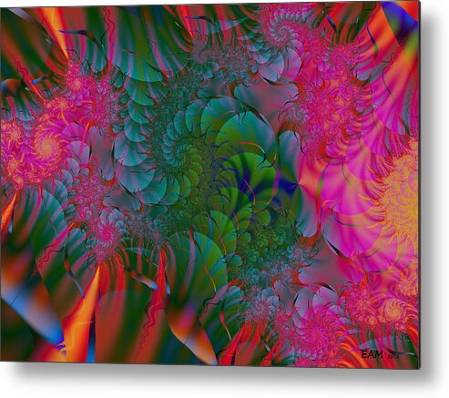 Fractal Art Metal Print featuring the digital art Through the Electric Garden by Elizabeth McTaggart