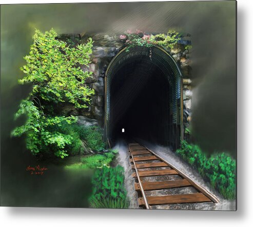 Tiptop Metal Print featuring the digital art Tiptop Train Tunnel by Lena Auxier