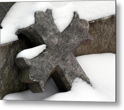 Cross Metal Print featuring the photograph Toppled Cross by David T Wilkinson