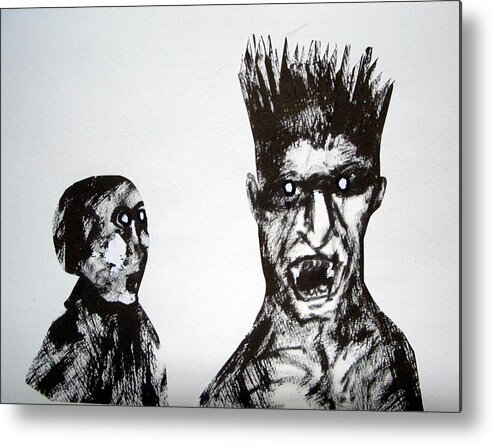 Cut & Paste Metal Print featuring the drawing Towering Fury by Aquira Kusume