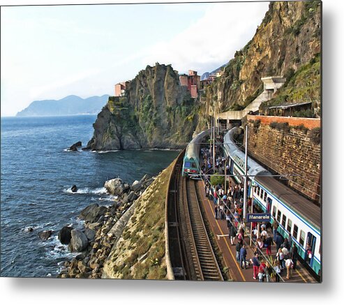 Manarola Metal Print featuring the photograph Train into Manarola by Betty Eich