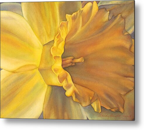 Daffodil Metal Print featuring the painting Trumpet of Spring by Sandy Haight