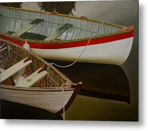 Boat Metal Print featuring the painting Two Boats by Thu Nguyen