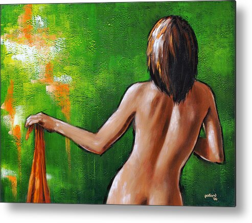 Nude Metal Print featuring the painting Undressed by Glenn Pollard