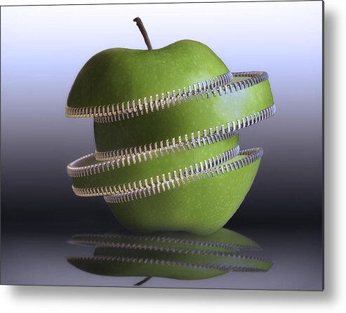 Apple Metal Print featuring the photograph Unzipped Apple by Larry Helms