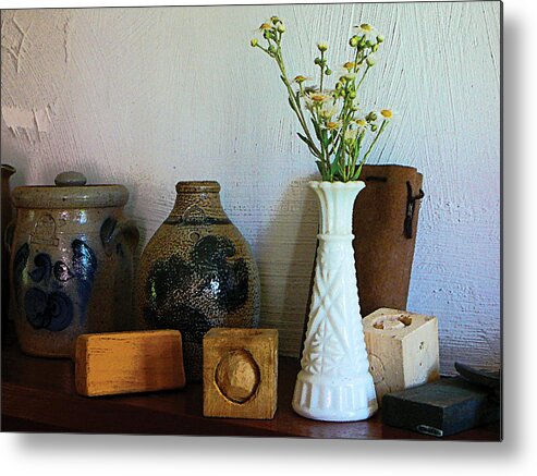 Vase Metal Print featuring the photograph Vase with Wild Flowers by Susan Savad