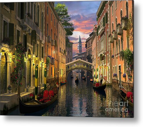 Venice Metal Print featuring the digital art Venice at Dusk by MGL Meiklejohn Graphics Licensing