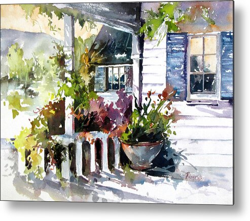 Porch Metal Print featuring the painting Veranda Shadows by Rae Andrews