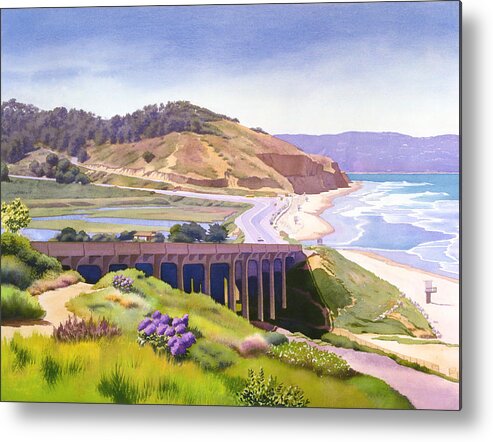 Landscape Metal Print featuring the painting View of Torrey Pines by Mary Helmreich