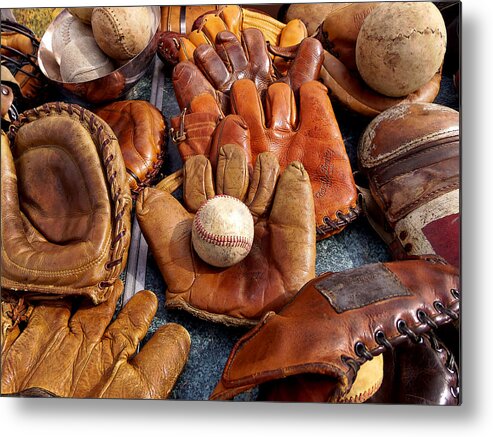 Baseball Metal Print featuring the photograph Vintage Baseball by Art Block Collections