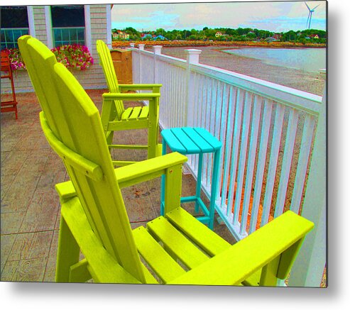 Deck Metal Print featuring the photograph Waiting for Tide and Sunset by Barbara McDevitt