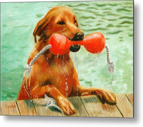 Dog Metal Print featuring the painting Waterdog by Jill Ciccone Pike