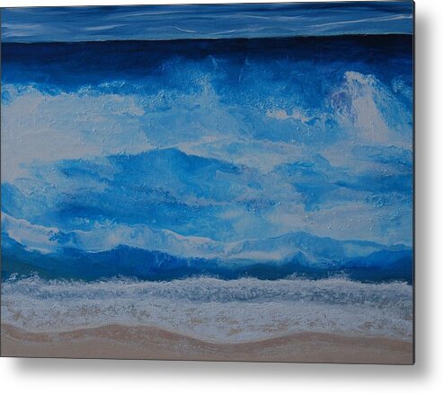 Indigo Metal Print featuring the painting Waves by Linda Bailey