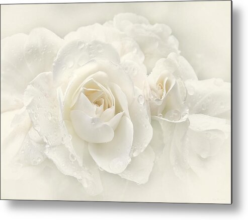 Rose Metal Print featuring the photograph Wedding Day White Roses by Jennie Marie Schell