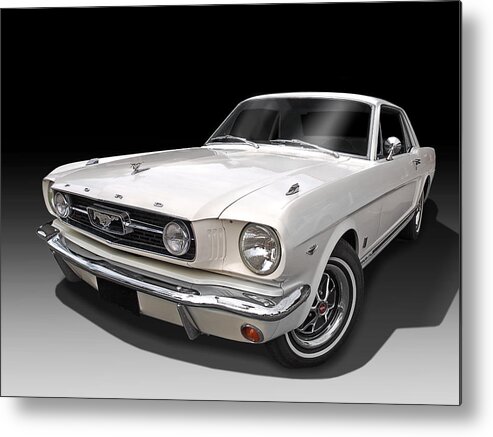 Mustang Metal Print featuring the photograph White 1966 Mustang by Gill Billington
