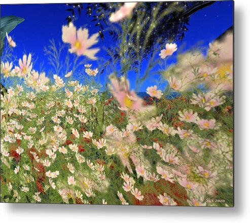 White Flowers Metal Print featuring the digital art White flowers by Susanne Baumann