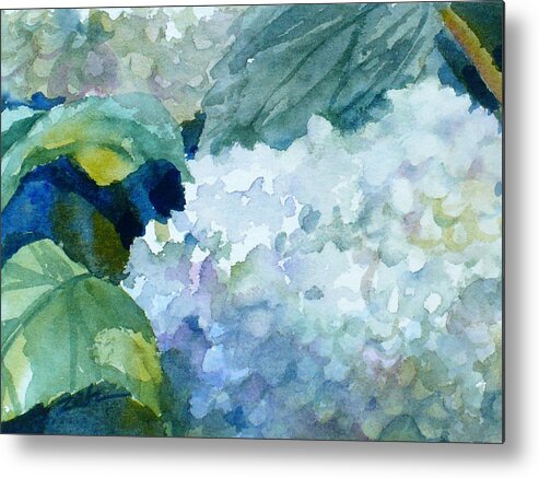 Hydrangea Print Metal Print featuring the painting White Hydrangeas by Janet Zeh