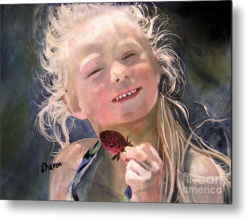 Portrait Metal Print featuring the painting Wild Thing by Sharon Burger