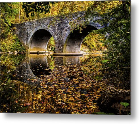 Stone Bridge Metal Print featuring the photograph Wissahickon park Bridge by Louis Dallara