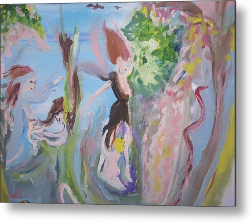 Women Metal Print featuring the painting Woman the nurturer by Judith Desrosiers