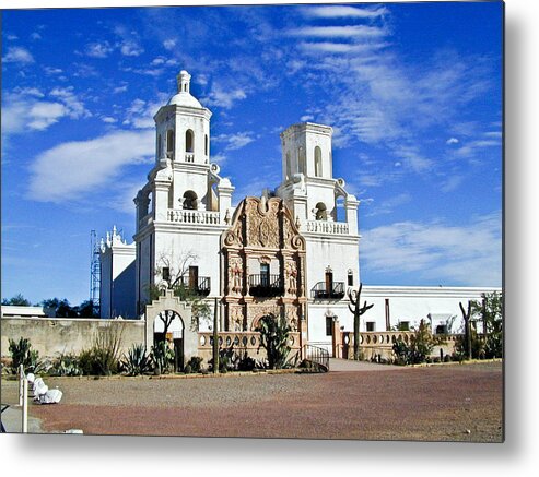 Mission San Xavier Del Bac Metal Print featuring the photograph Xavier Tucson Arizona by Douglas Barnett