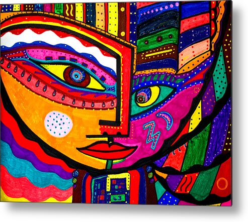 Inked Face Metal Print featuring the drawing You Move Me - Face - Abstract by Marie Jamieson
